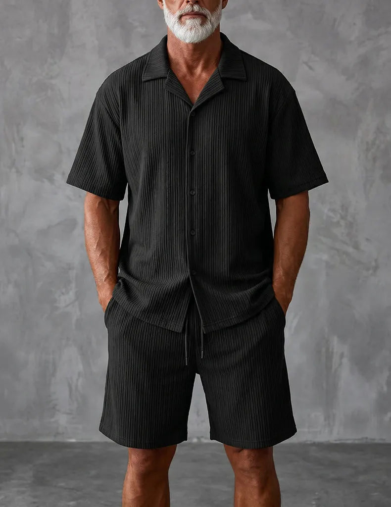 ekouaer-men-camp-collar-set-hemd-shorts-gestreift image 1