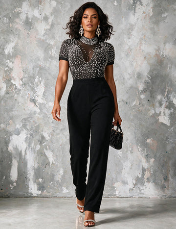 ekouaer-jumpsuits-abend-jumpsuit-damen-perlen-kurzarm-high-waist image 7