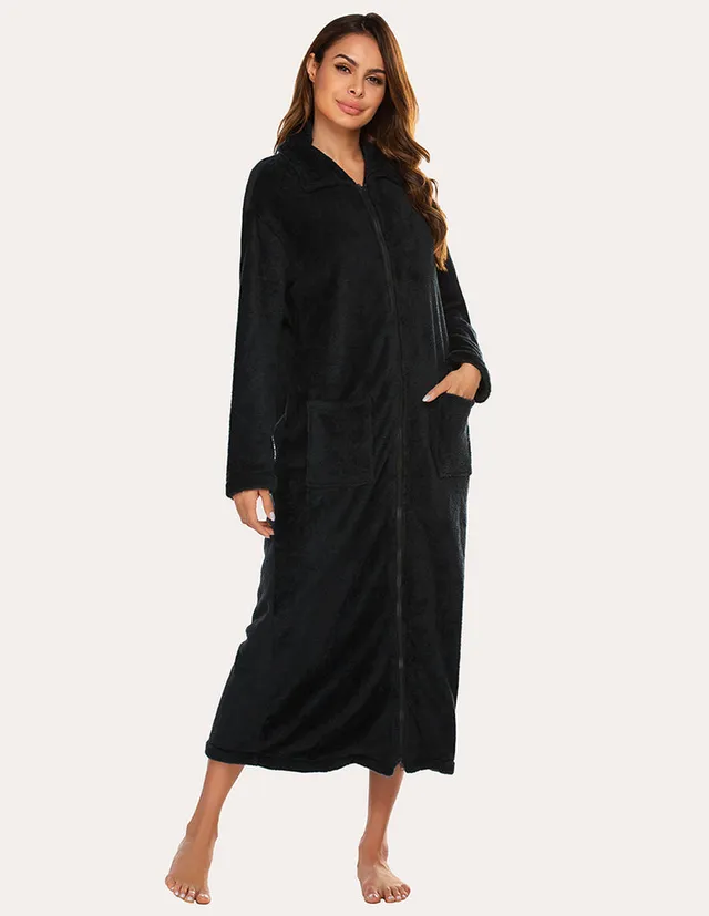 ekouaer-fleece-morgenmantel-lang-warm-flauschig image 1