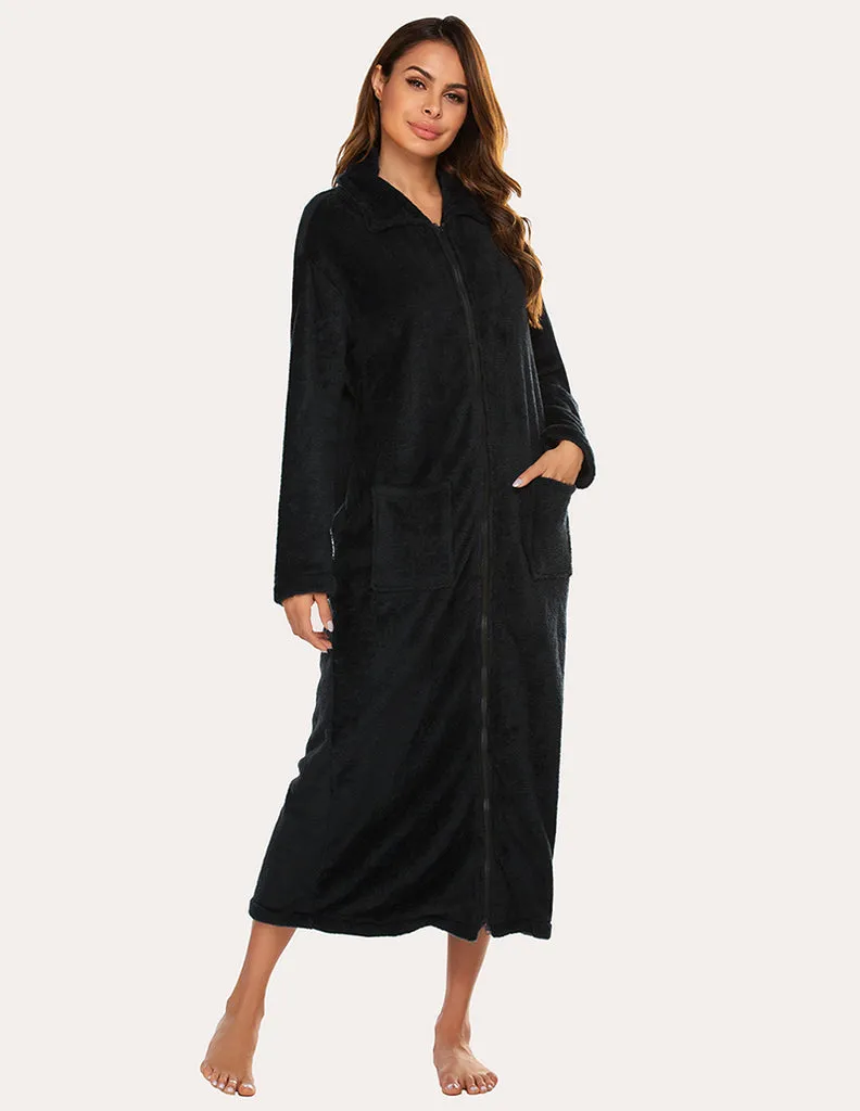 ekouaer-fleece-morgenmantel-lang-warm-flauschig image 1