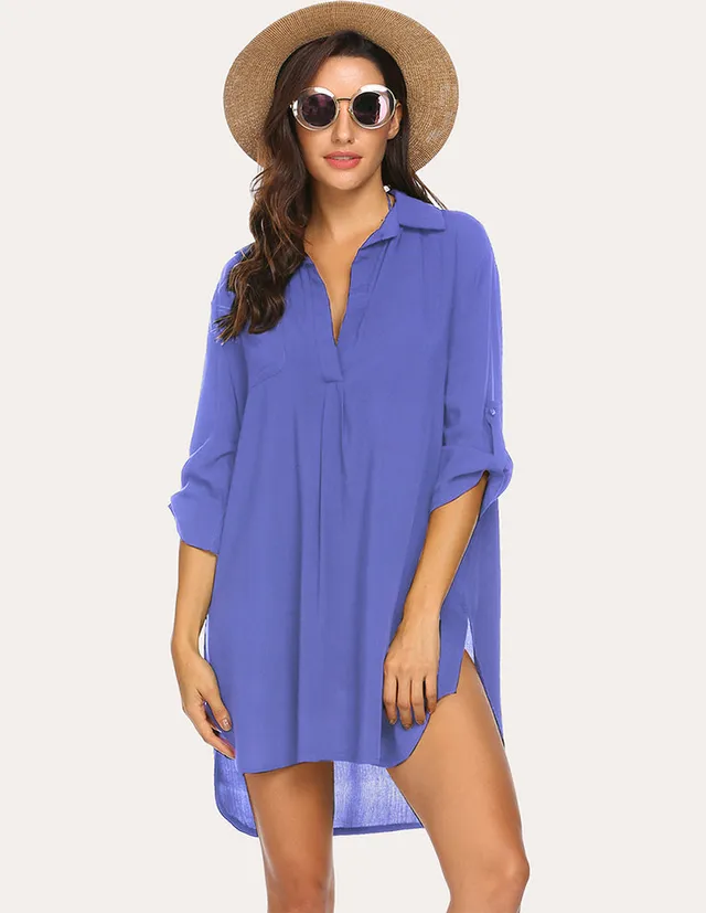 ekouaer-swimwear-bikini-cover-up-strandkleid-v-ausschnitt image 1