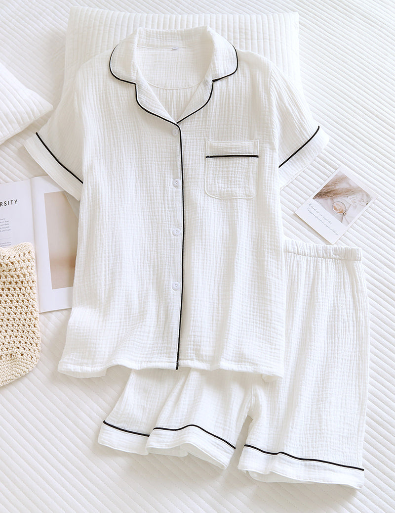 ekouaer-pajama-sets-cotton-gauze-schlafanzug-pink-shorts image 6