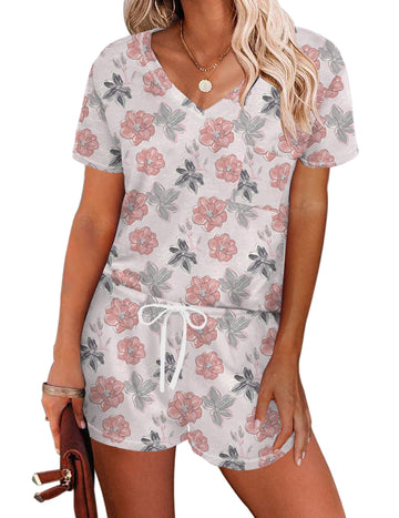 ekouaer-kurzarm-pyjama-set-shorts-v-ausschnitt-taschen image 5