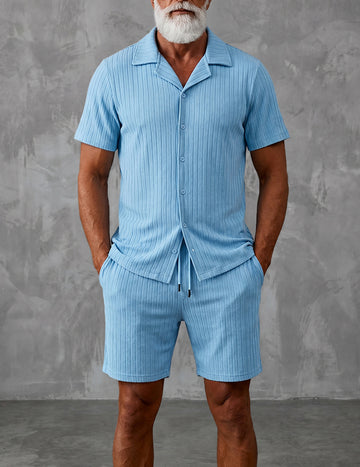 ekouaer-men-camp-collar-set-hemd-shorts-gestreift image 5