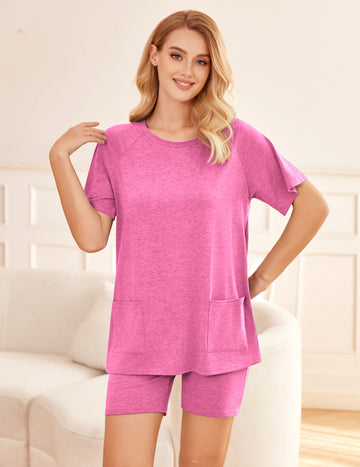 ekouaer-lounge-set-t-shirt-biker-shorts-2-teilig image 7