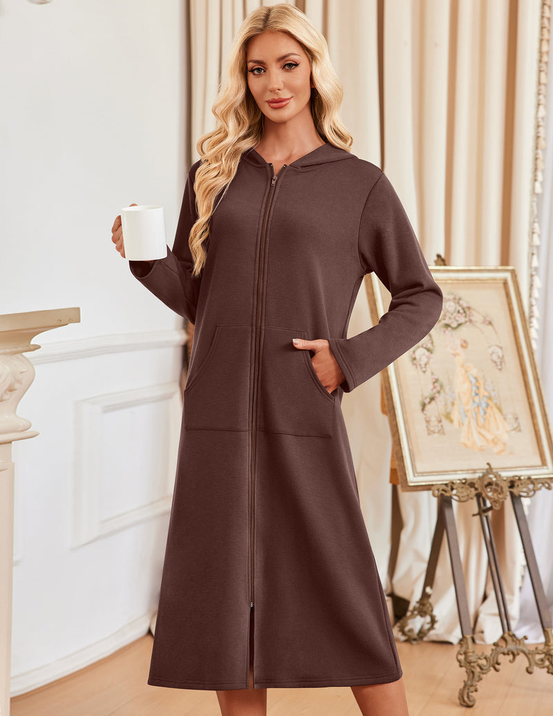 ekouaer-robes-bademantel-kapuze-zip-navy-blue-s-xxl image 5