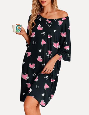 ekouaer-nightgowns-sleep-shirt-nachthemd-oversize-kurzarm image 7