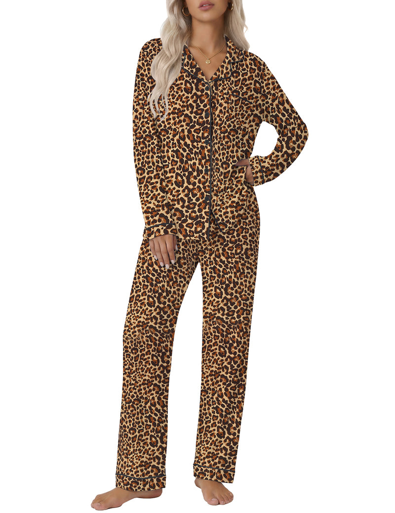 ekouaer-soft-rayon-notch-collar-pyjama-langarm-2-teilig-knopf image 5