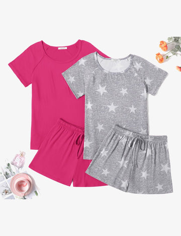 ekouaer-pajama-sets-kurzarm-schlafanzug-2er-pack-mit-taschen image 5