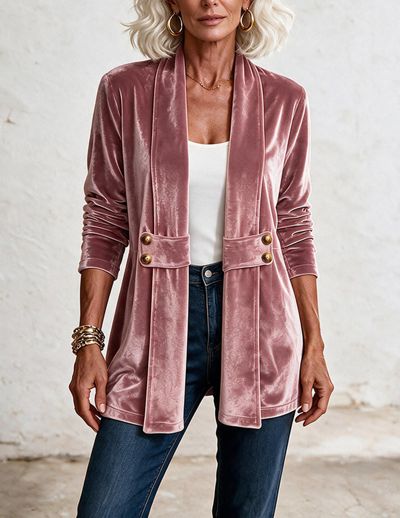ekouaer-robes-velvet-cardigan-samt-mittellang-offen image 4