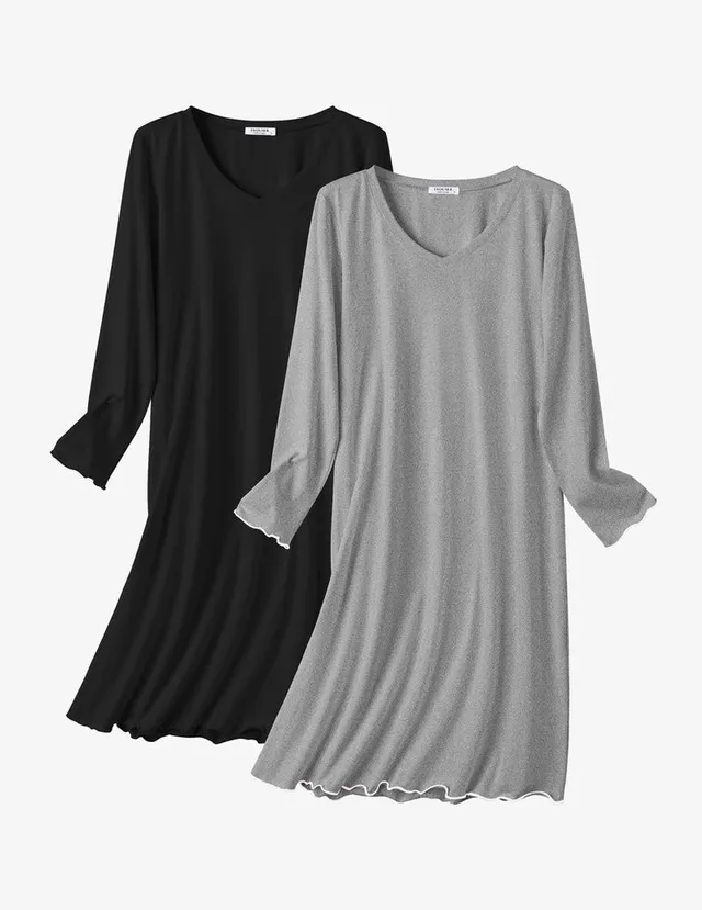 ekouaer-nightgowns-cotton-nachthemd-2er-pack-langarm-baumwolle image 1