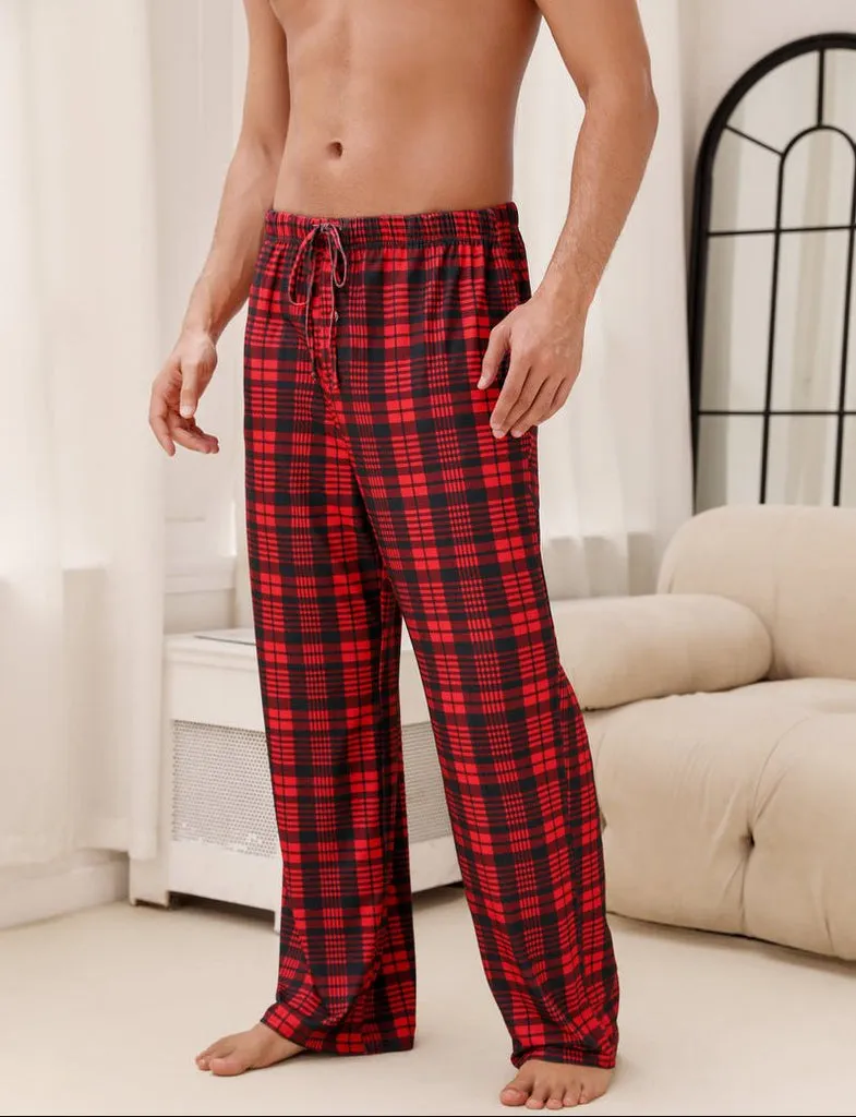 ekouaer-men-pyjamahose-karo-lang-mit-taschen image 1