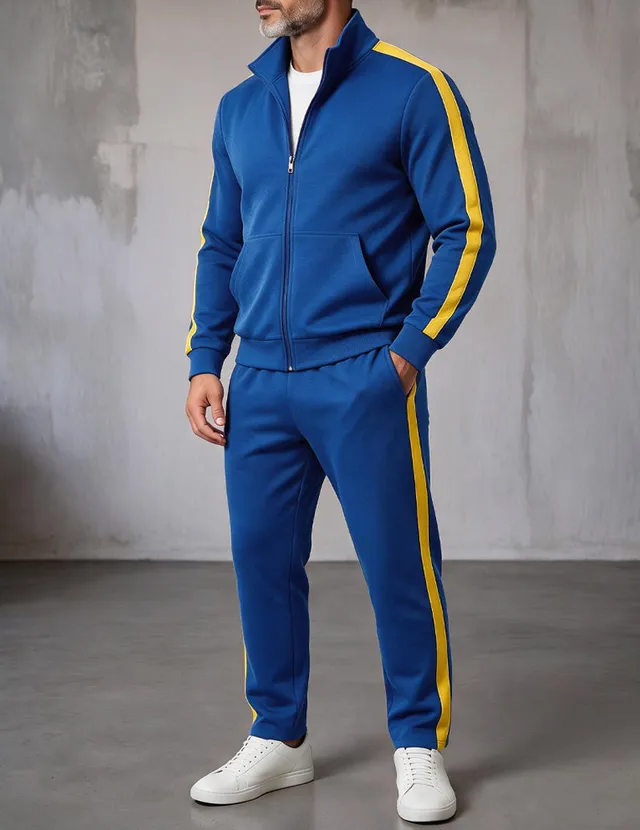 ekouaer-men-trainingsanzug-herren-royal-blue-mit-streifen image 1