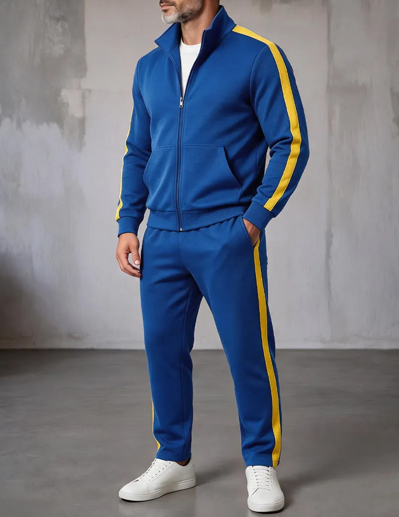ekouaer-men-trainingsanzug-herren-royal-blue-mit-streifen image 1