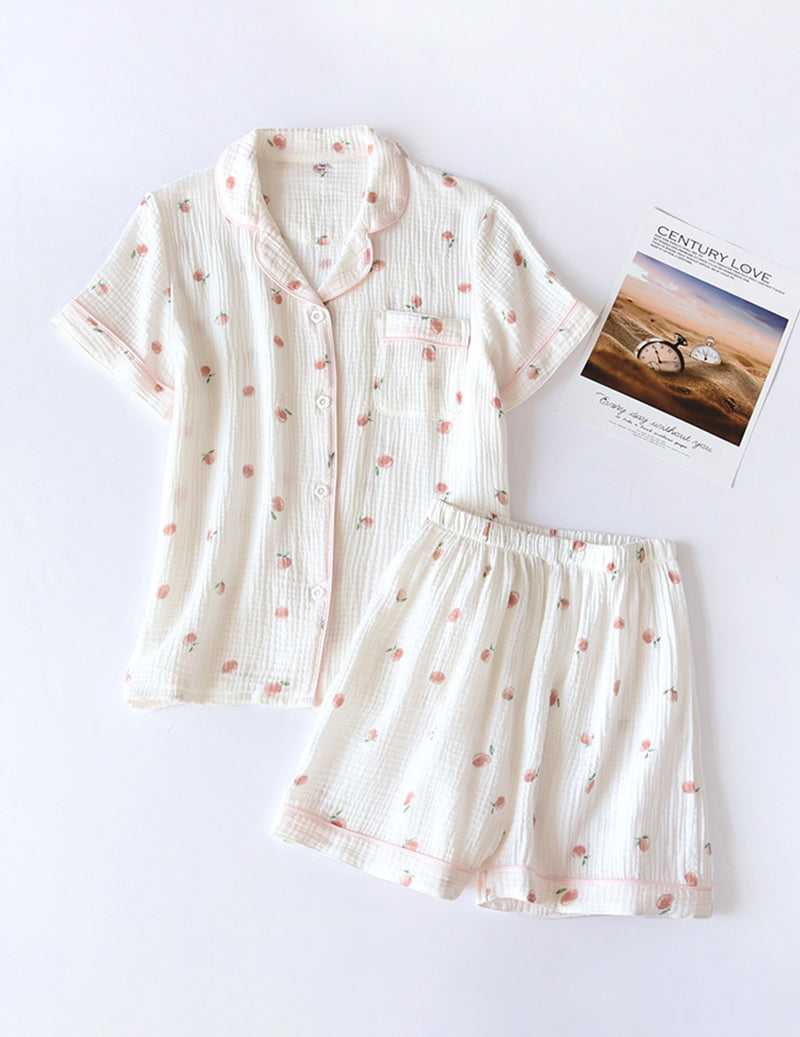 ekouaer-pajama-sets-cotton-gauze-schlafanzug-pink-shorts image 5