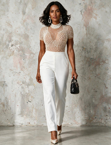 ekouaer-jumpsuits-abend-jumpsuit-damen-perlen-kurzarm-high-waist image 5