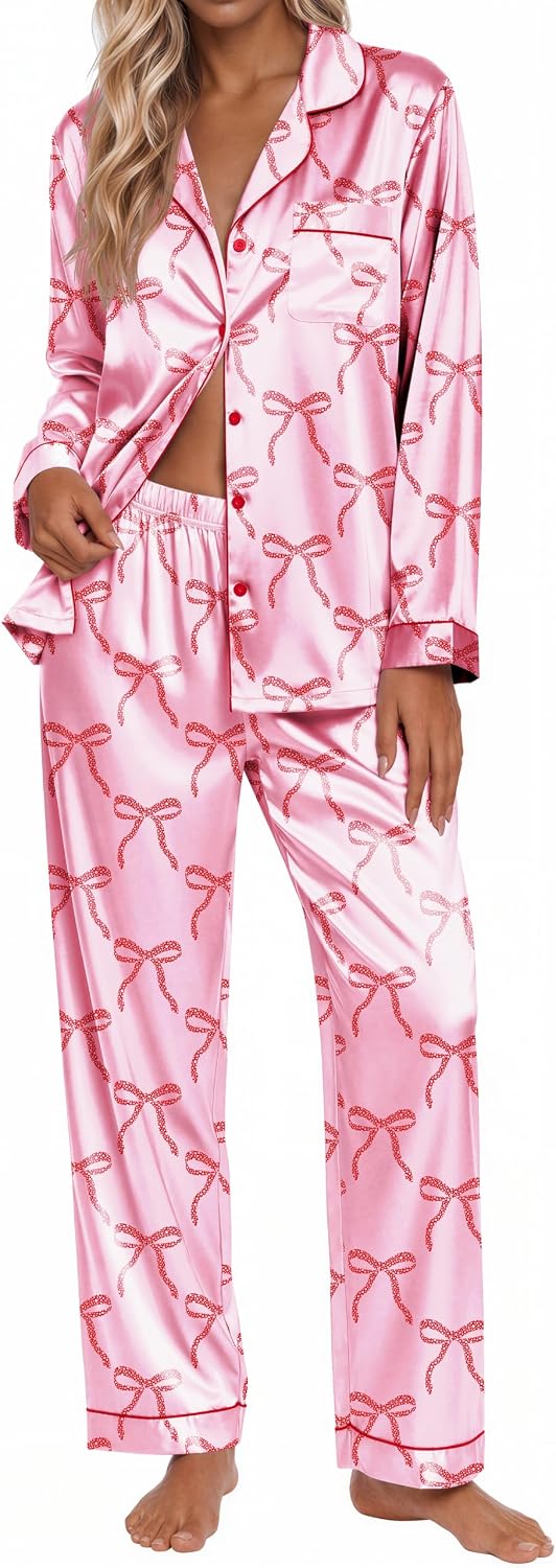 ekouaer-pajama-sets-satin-pyjama-leopard-knopfleiste-2-tlg image 5