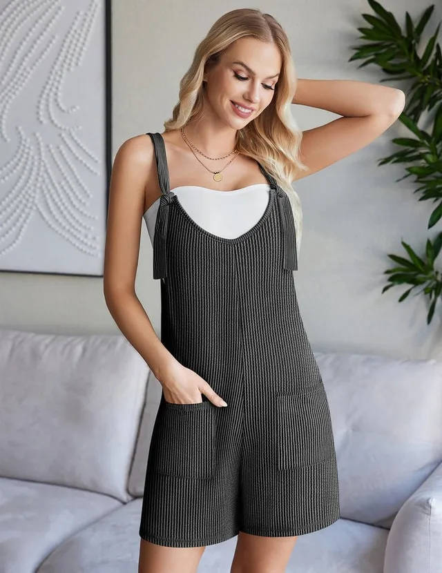 ekouaer-jumpsuits-jumpsuit-kurz-gerippt-mit-taschen image 1
