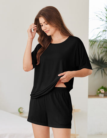 ekouaer-pajama-sets-bambus-schlafanzug-fledermaus-rmel-taschen image 2