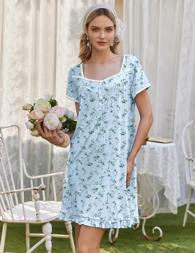 ekouaer-nightgowns-sleep-shirt-v-ausschnitt-stretch-schlafkleid image 1