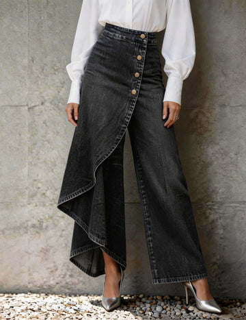 ekouaer-denim-wide-leg-hose-high-waist-blau image 7