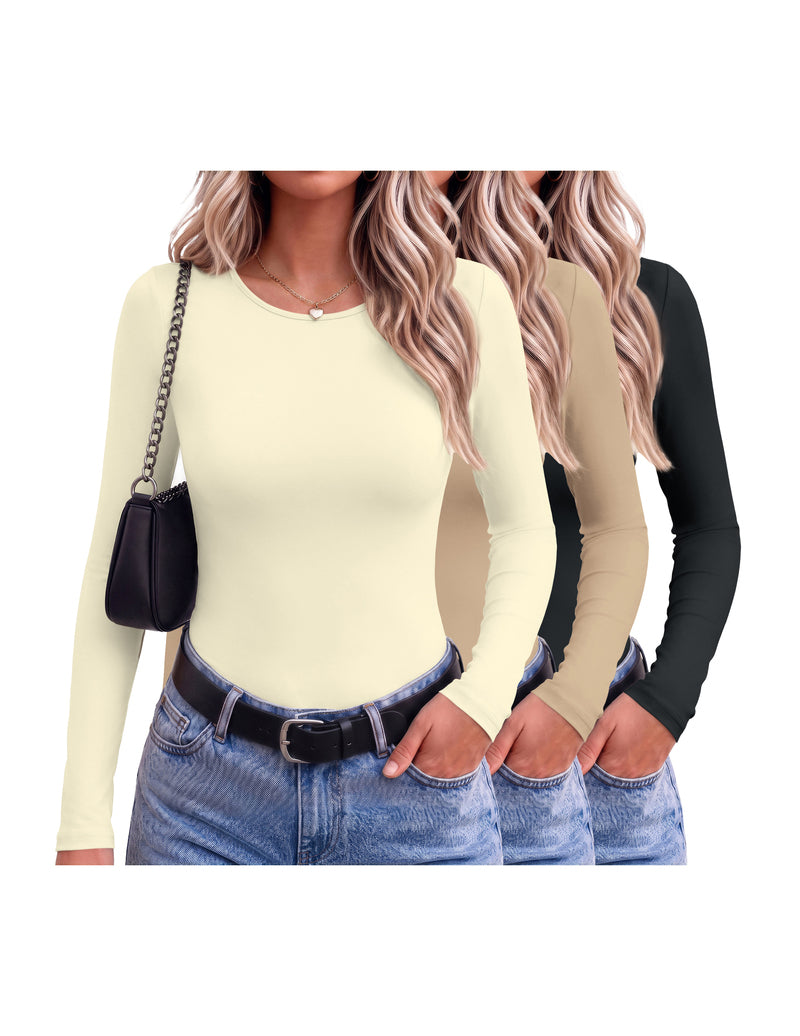 ekouaer-thermals-thermoshirt-3er-set-fleece-langarm-slim-schwarz image 7