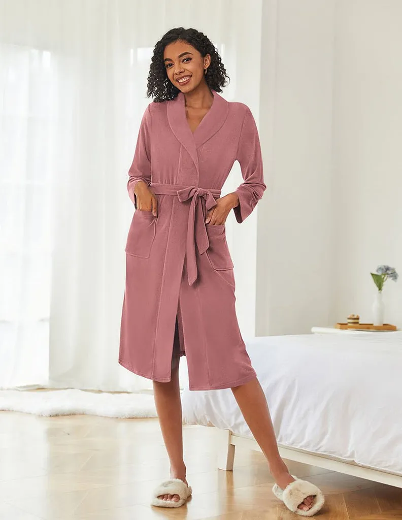 ekouaer-robes-bademantel-wadenlang-mit-g-rtel image 1
