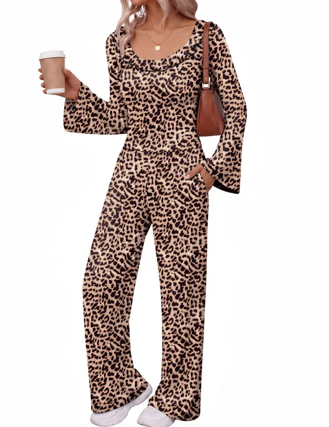 ekouaer-pajama-sets-pink-bow-schlafanzug-glocke-lang-2-teilig image 1