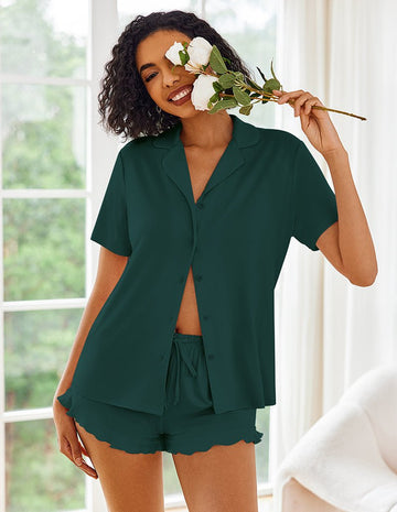 ekouaer-pajama-sets-loungeset-r-schen-kurzarm-knopfleiste image 5