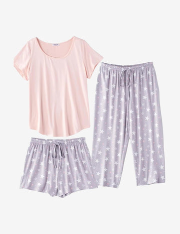 ekouaer-pajama-sets-pyjama-3-teilig-floral-capri image 3