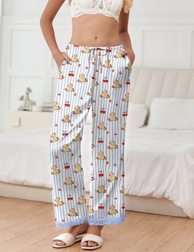 ekouaer-pajama-teddy-satinhose-weit-spitze-mit-taschen image 1