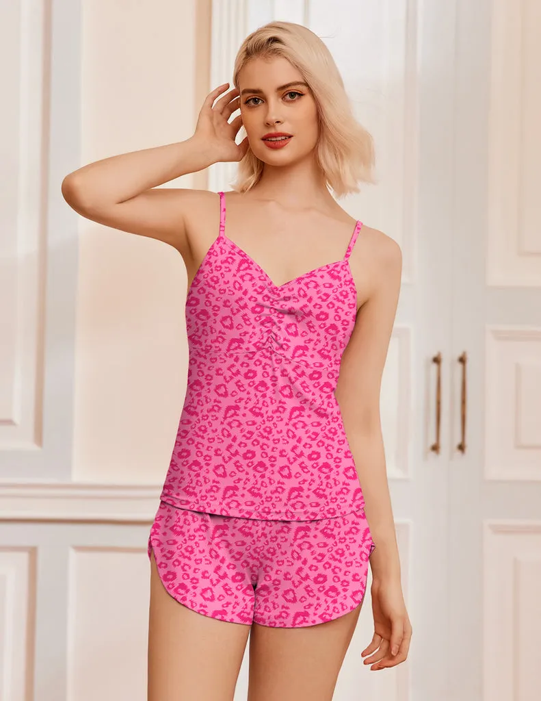 ekouaer-cami-shorts-v-neck-pyjama-set-damen-kurz image 1