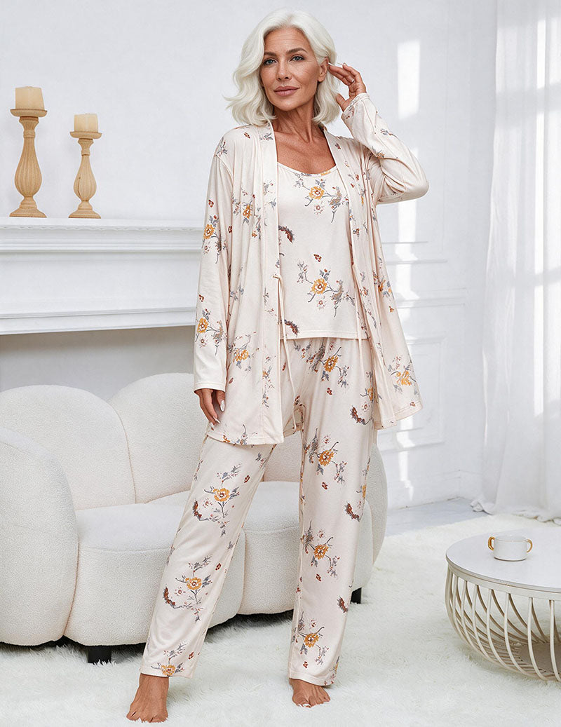 ekouaer-robes-cami-top-morgenmantel-hose-set-3-teilig image 5