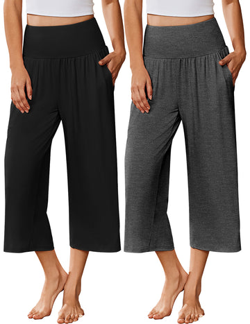 ekouaer-pajama-sets-capri-pyjamahose-2er-pack-weit image 3