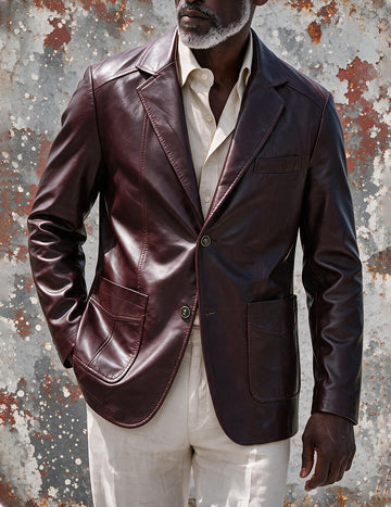 ekouaer-men-kunstleder-blazer-slim-fit-schwarz-2-knopf image 7