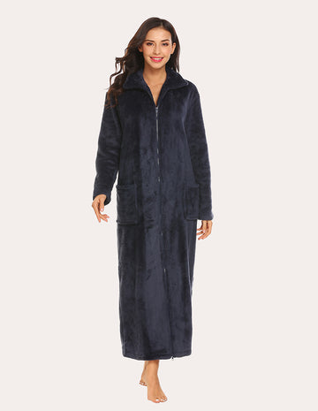 ekouaer-fleece-morgenmantel-lang-warm-flauschig image 7