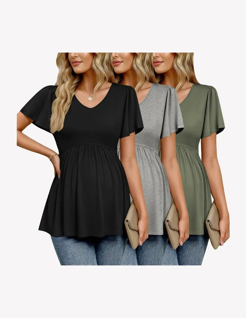 ekouaer-maternity-umstandsshirt-3er-pack-v-ausschnitt-kurz-2 image 1