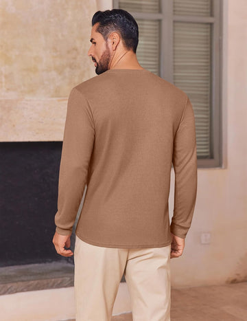 ekouaer-pajama-sets-herren-henley-langarmshirt-waffle-3-kn-pfe image 3