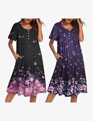 ekouaer-nightgowns-mumu-nachthemd-2er-pack-floral-plus image 3