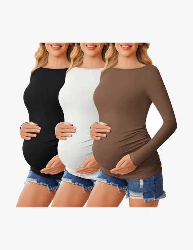 ekouaer-maternity-umstandsshirt-langarm-3er-pack-tunika-stretch image 1
