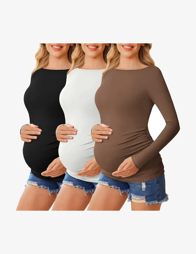 ekouaer-maternity-umstandsshirt-langarm-3er-pack-tunika-stretch image 1