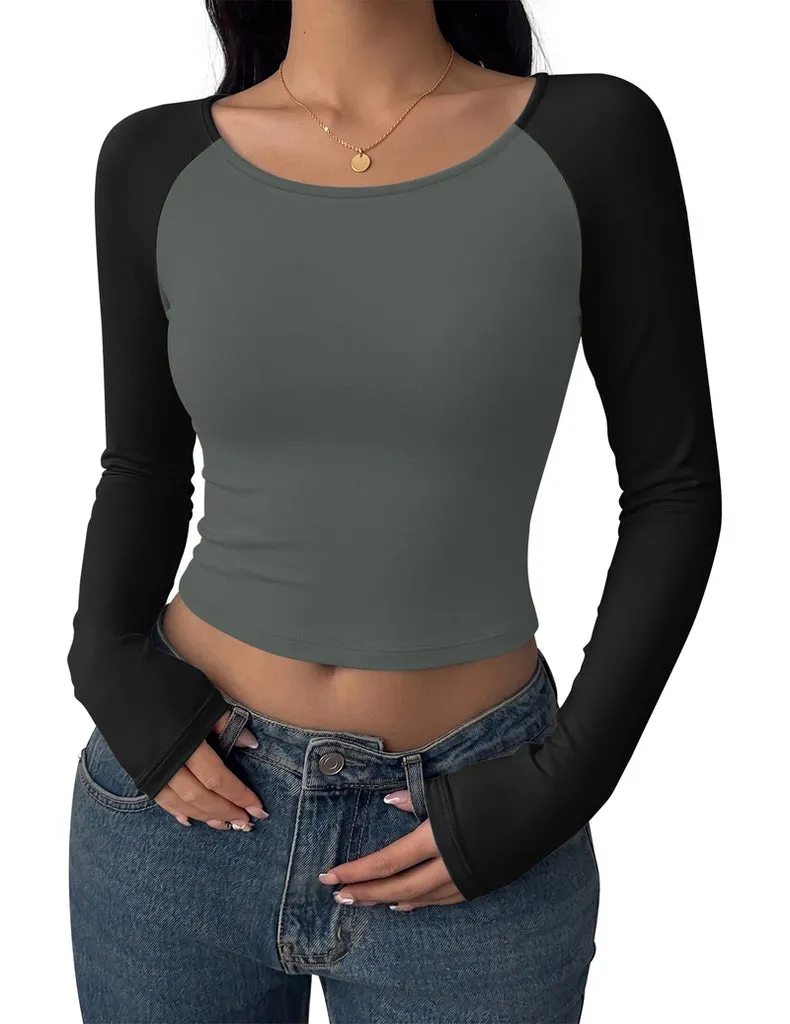 ekouaer-scoop-neck-crop-top-langarm-slim-fit-unterziehshirt image 1