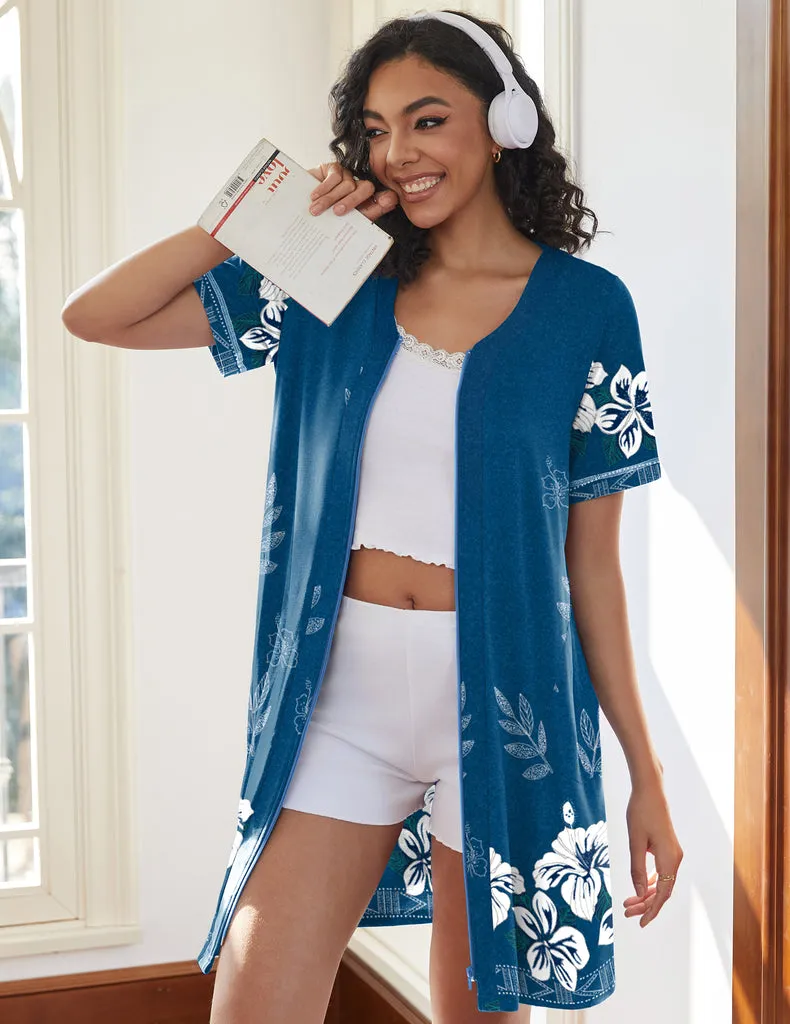 ekouaer-zip-up-short-robe-morgenmantel-kurz-rei-verschluss image 1