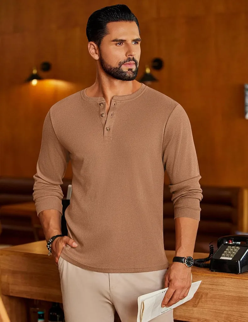 ekouaer-pajama-sets-herren-henley-langarmshirt-waffle-3-kn-pfe image 1