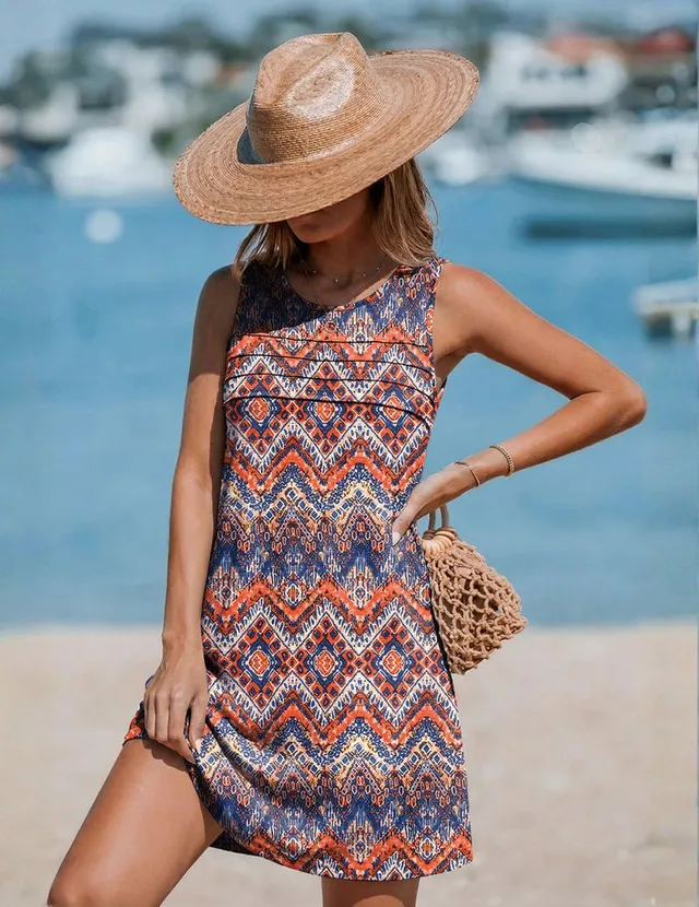 ekouaer-swimwear-strandkleid-tank-cover-up-plissee image 1
