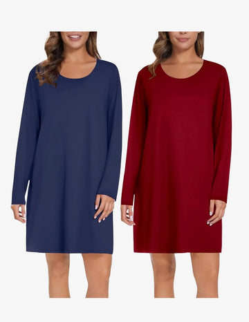 ekouaer-nightgowns-schlafshirt-langarm-2er-pack image 3