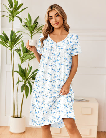 ekouaer-nightgowns-nachthemd-100-baumwolle-blumen-knopfleiste image 7