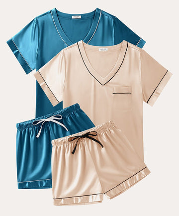 ekouaer-pajama-sets-soft-2-pack-satin-pyjama-v-ausschnitt image 4