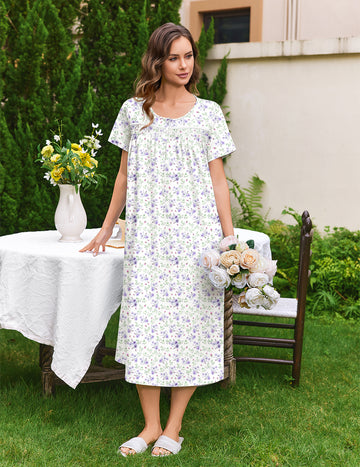 ekouaer-nightgowns-baumwoll-nachthemd-kurzarm-mit-taschen image 4