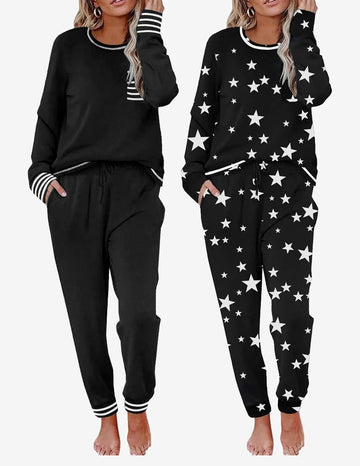 ekouaer-pajama-sets-langarm-schlafanzug-2er-pack-mit-taschen image 5